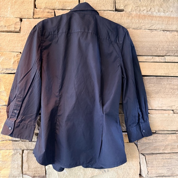 Black Ruffled Button-Up Cotton Top RL Jeans - Pirate, Regency, Flounce, Frill - Picture 4 of 4